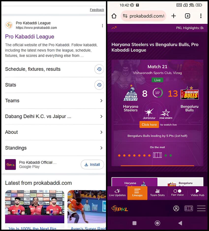 Pro Kabaddi League Watch Free Live Kabaddi