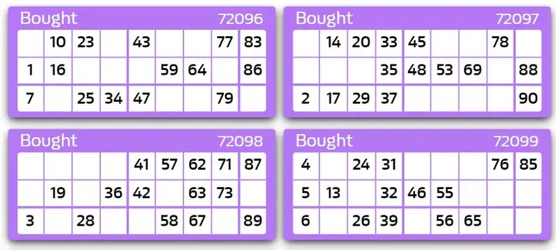 90-Ball Bingo Tickets