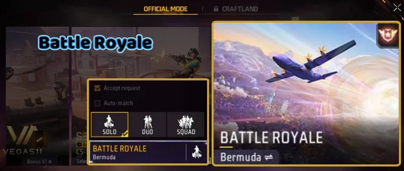 Free fire game mode: Battle Royale